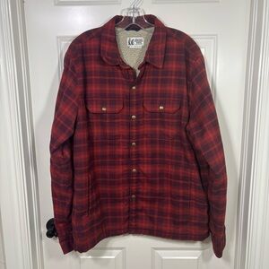 Marmot Mountain Works Sherpa-Lined Flannel Shirt Jacket Men’s L Red Plaid